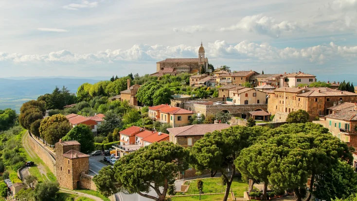 Old town Italian village atop a hill.