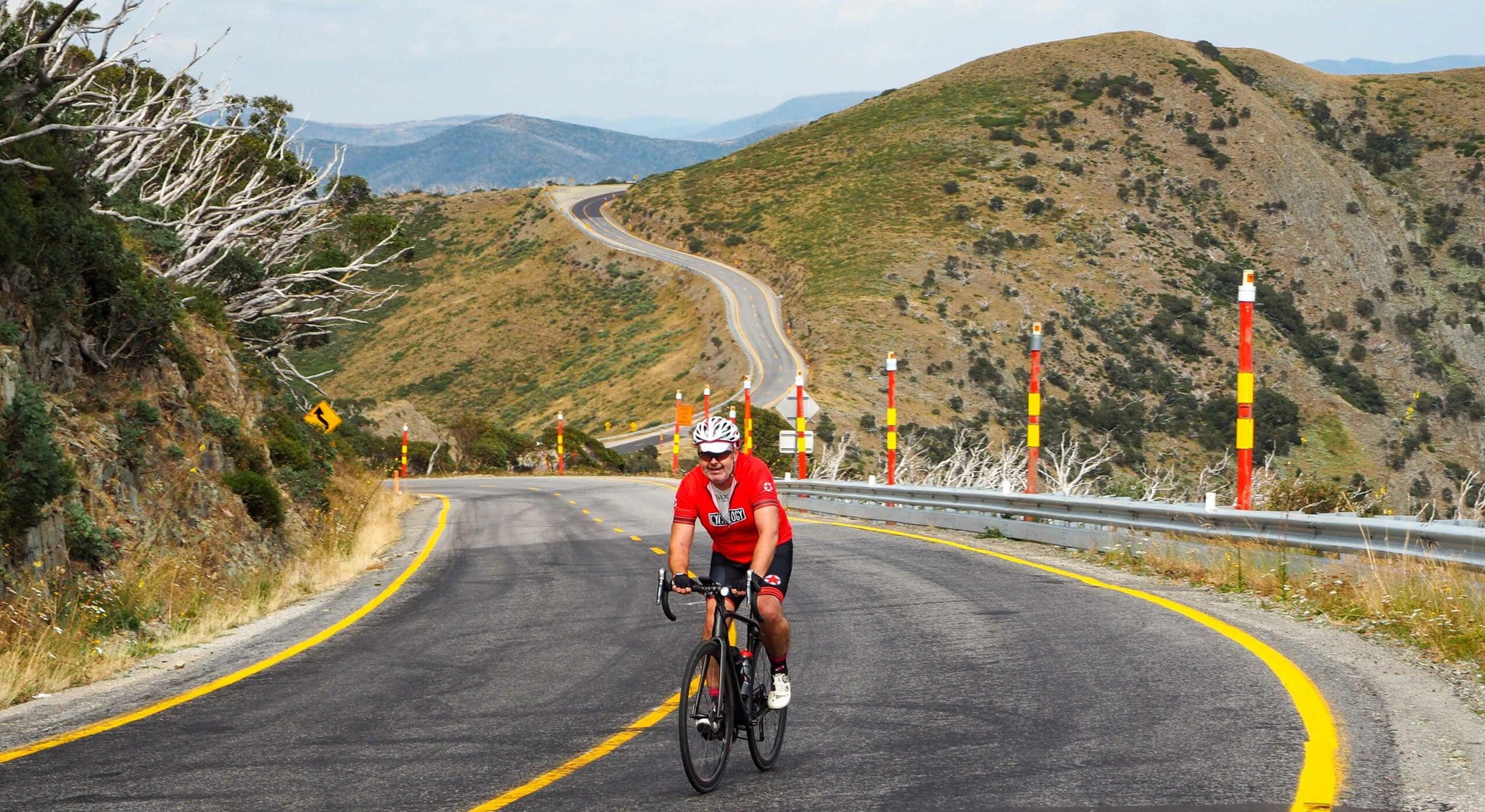 Riding over Mount Hotham, Victoria.