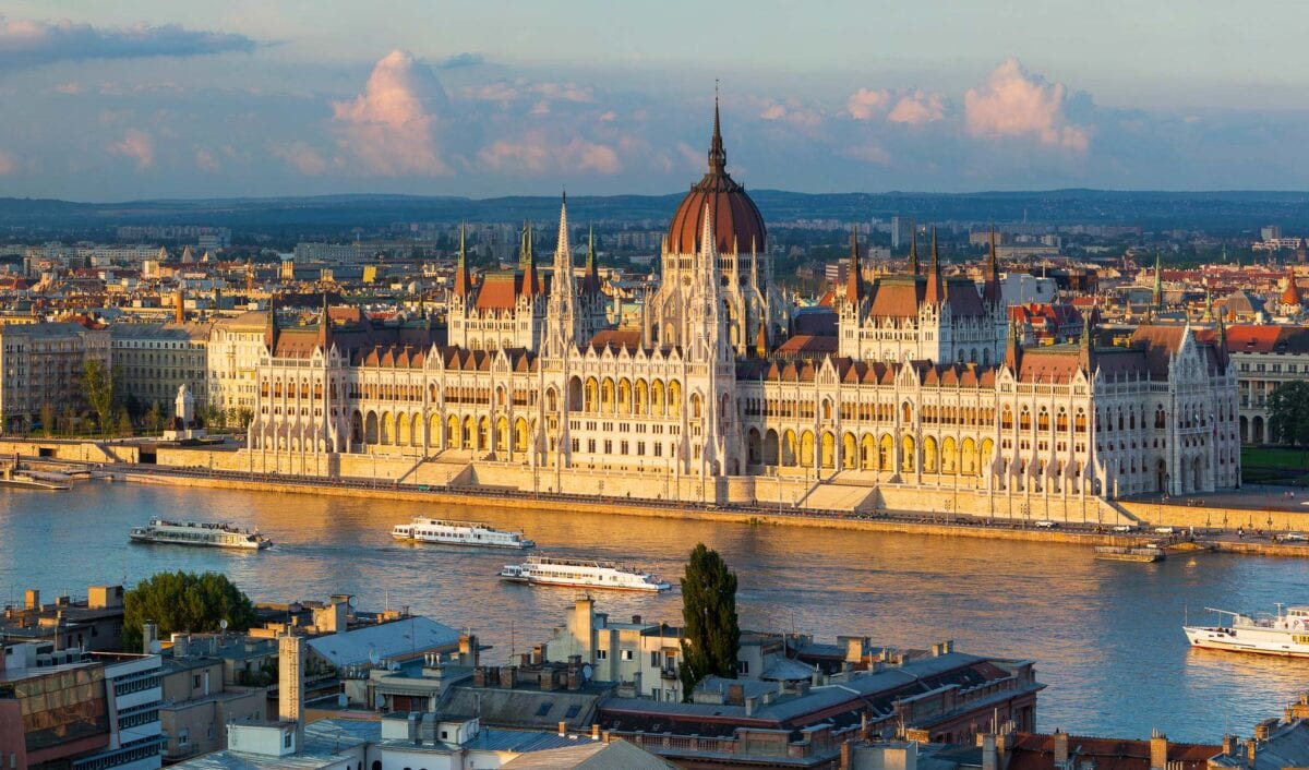 Budapest Palace on the banks of the Danube River