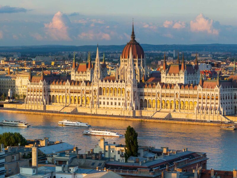 Budapest Palace on the banks of the Danube River