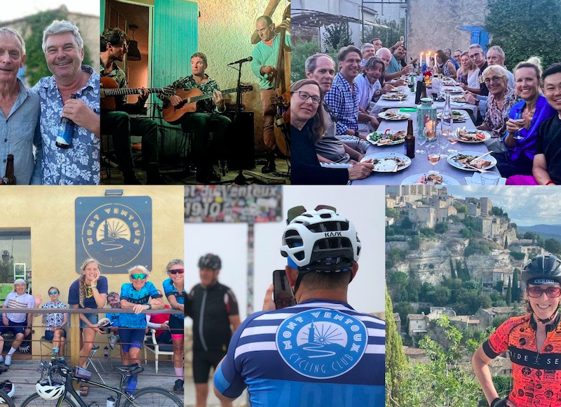 A collage of Ride and Seek bike tour guests on tour