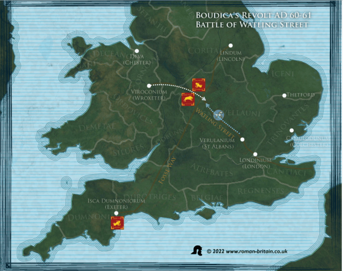 An old map of Britain depicting the lines of battle.
