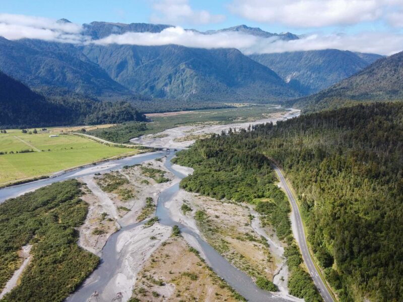 Rivers running out of the mountains aerial photo