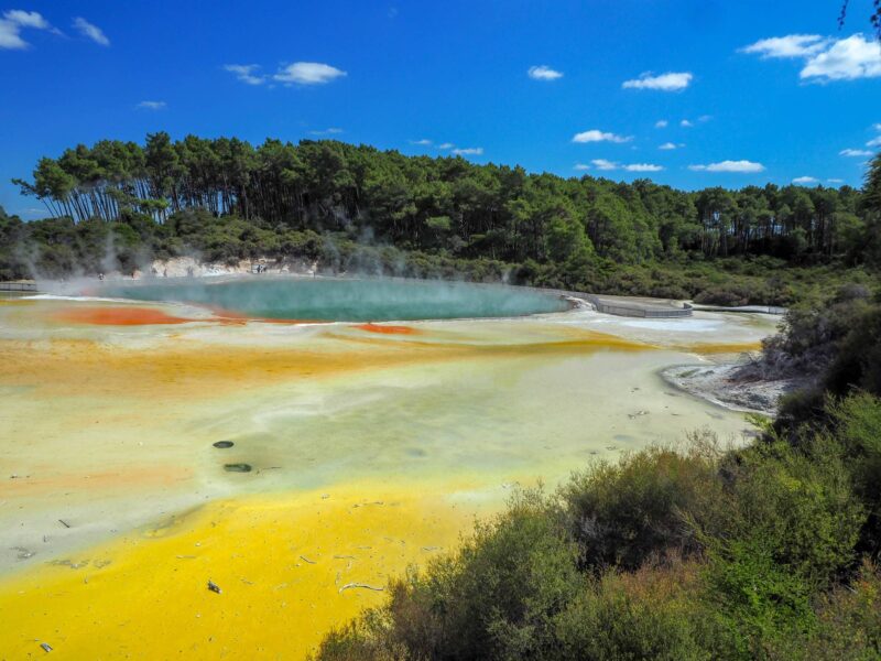 Steaming natural thermal hot springs