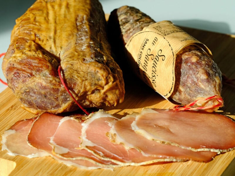 A close up of some Italian dried meats.