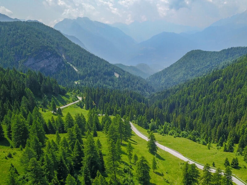 Winding road through the Alps