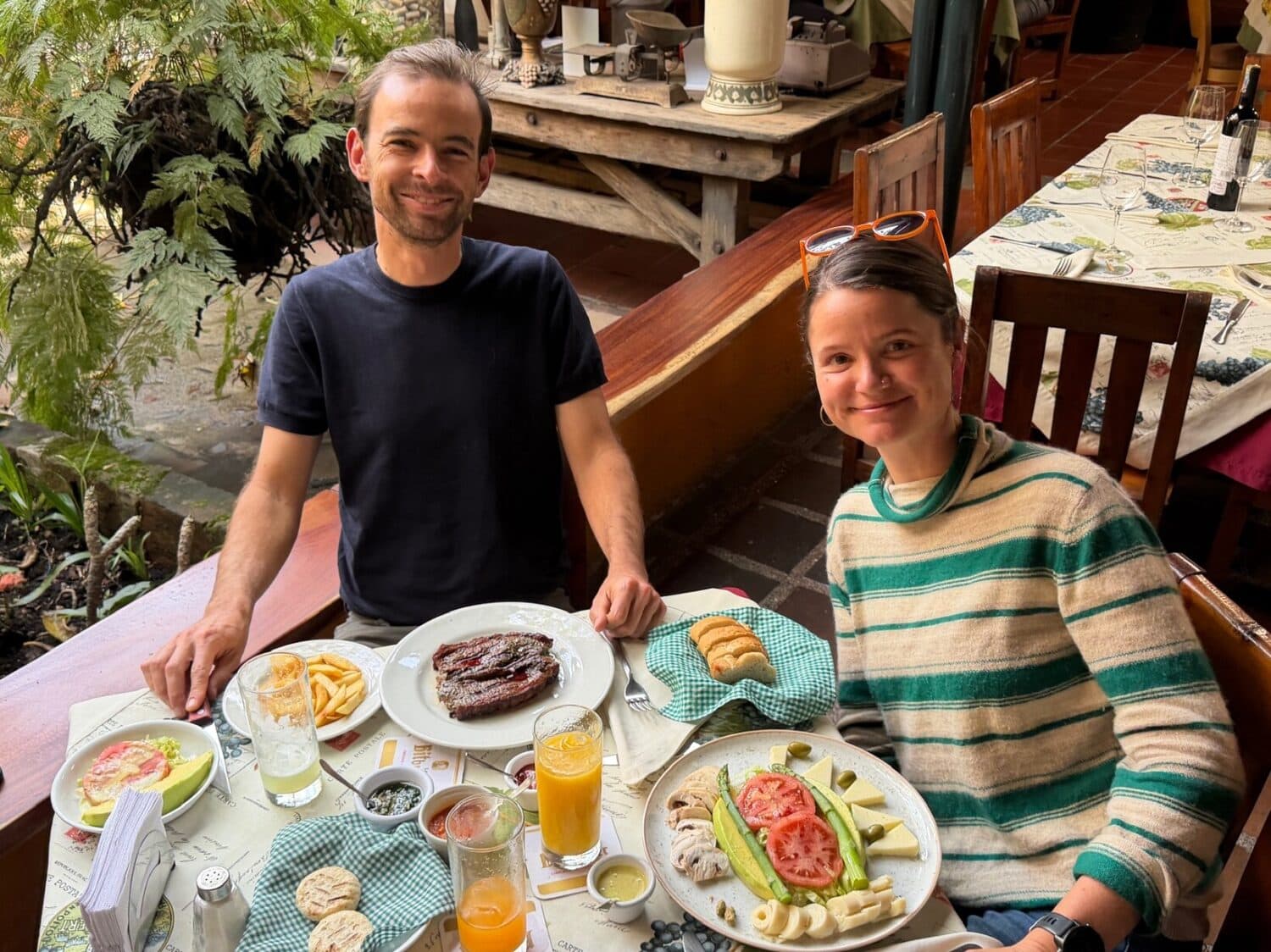 Guides from Ride & Seek enjoying a traditional Colombian meal on the Bolivar cycling tour