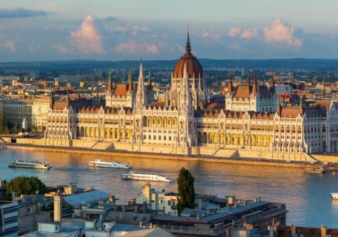Iron Curtain Bike Tour 98270428 Budapest Palace on the banks of the Danube River